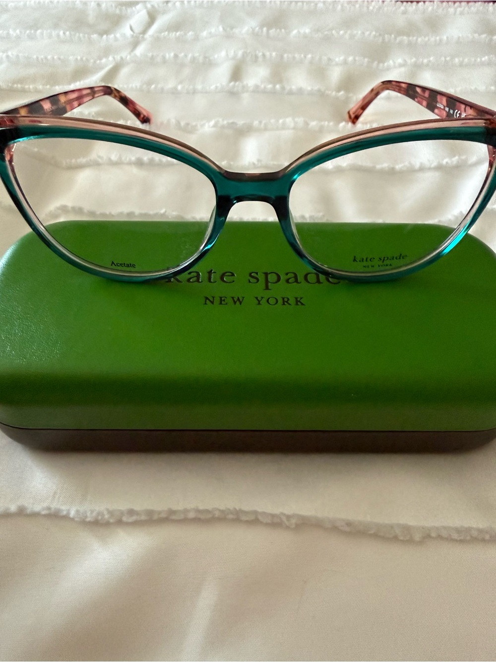 kate spade Teal and Pink Cat-Eye Women's Glasses